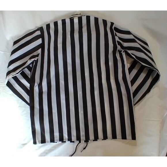 DALCO ATHLETE REFEREE JACKET SIZE MEDIUM BLACK AND WHITE STRIPED RAIN SHELL - Picture 2 of 8